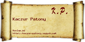 Kaczur Patony névjegykártya